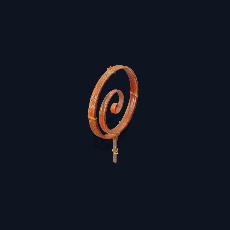 Rustic Spiral Iron Staff model pack